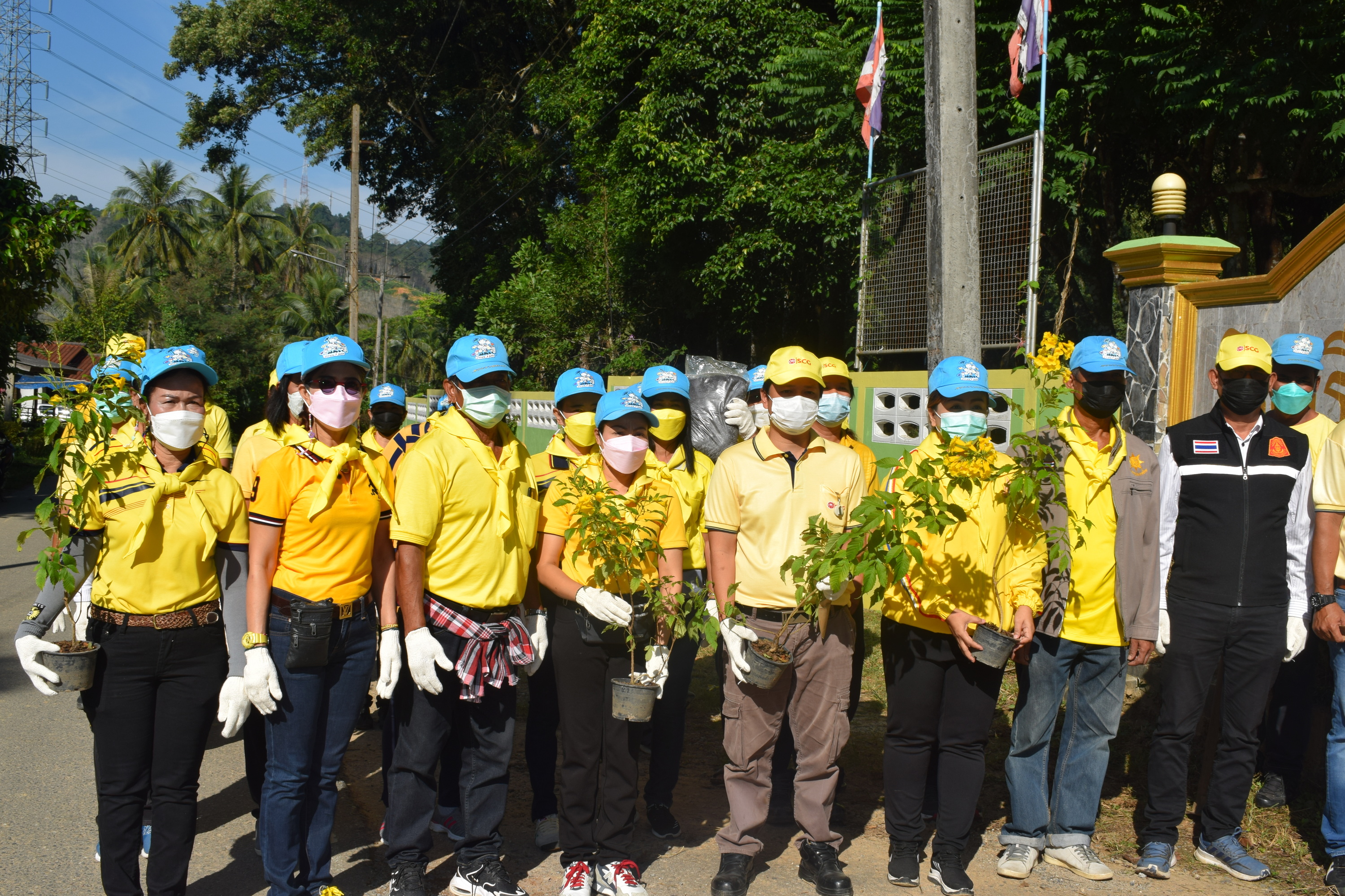 บริษัท ปูนซีเมนต์(ทุ่งสง)จำกัด เทศบาลตำบลถ้ำใหญ่และกำนันผู้ใหญ่บ้านฯลฯ ตำบลถ้ำใหญ่ และพี่น้องประชาชนจิตอาสา กิจกรรมจัดกิจกรรมจิตอาสา ปรับปรุงภูมิทัศน์และปลูกต้นไม้ (ทองอุไร)